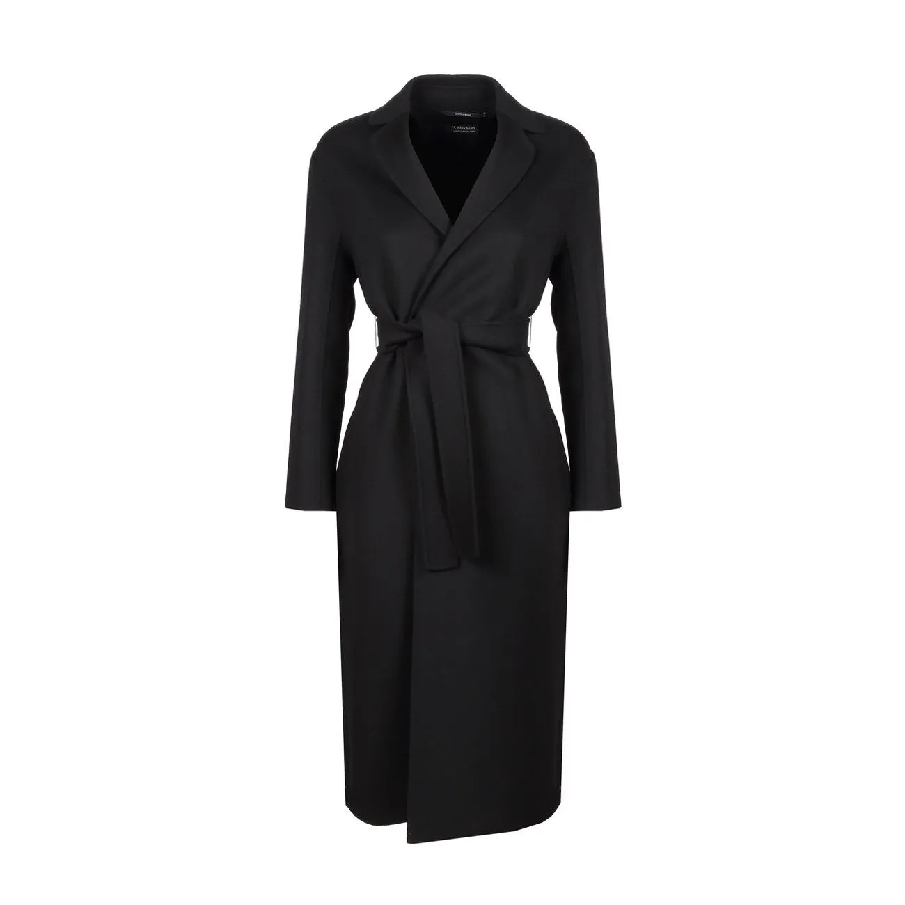 -cappotto nero con cintura