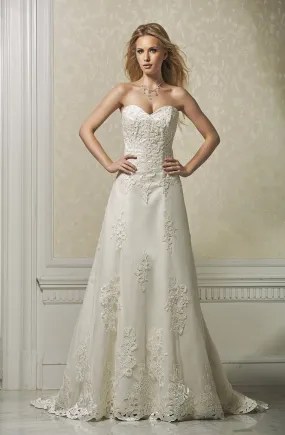 ---Catalog 2021 wedding dress made in satin and tulle with lace inserts decorated with sparkling stones--