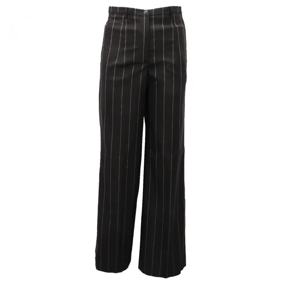8568AF  pantalone donna SEVENTY black gold lame' pinstripe trouser women