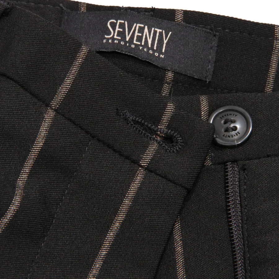 8568AF  pantalone donna SEVENTY black gold lame' pinstripe trouser women