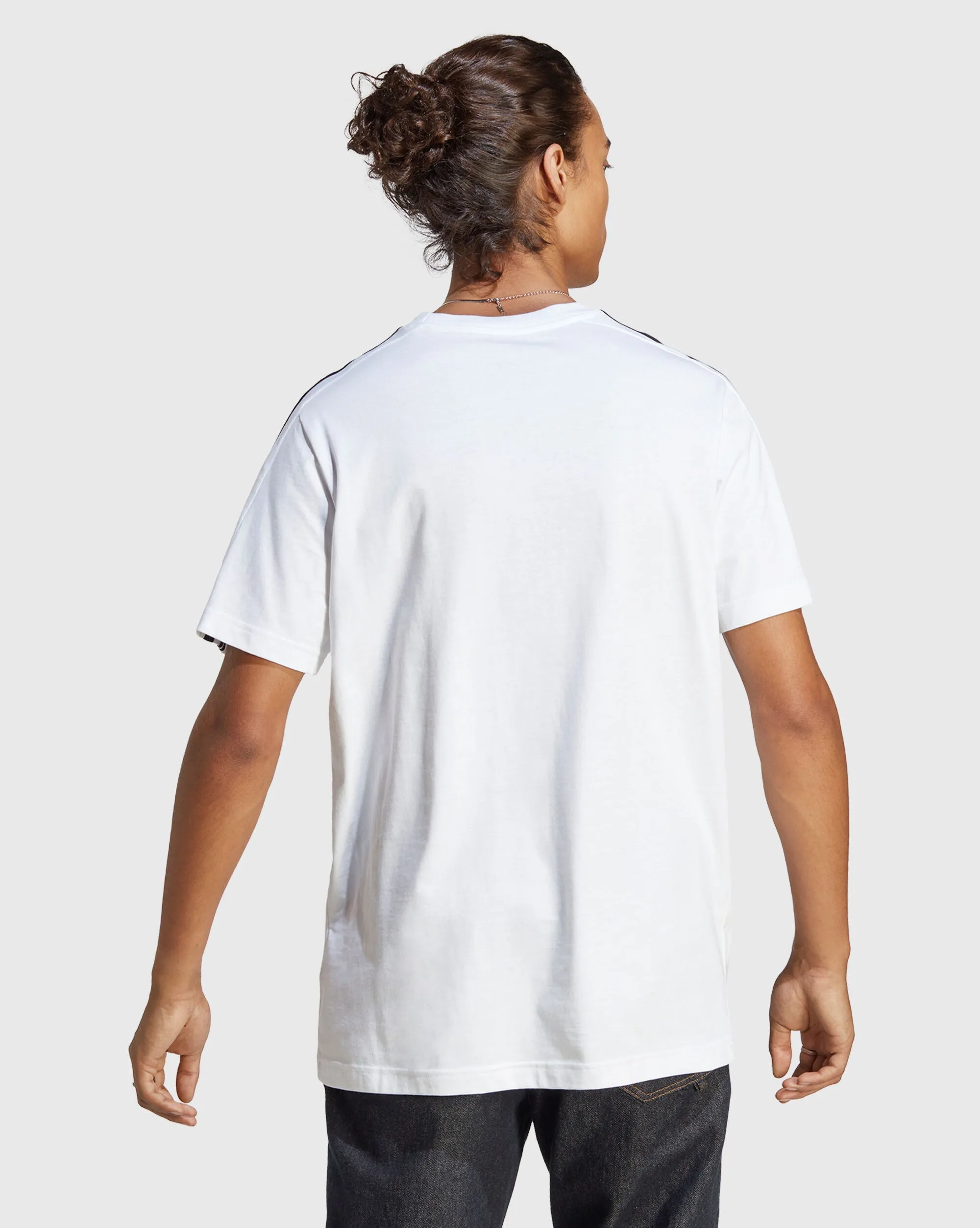 Adidas T-shirt Essentials Single Jersey 3-Stripes Bianco Uomo