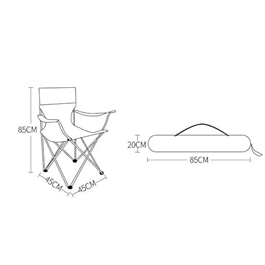 ATAAY Sedia pieghevole leggera e resistente Sedia da campeggio pieghevole Portabicchieri con schienale alto Tasche portaoggetti 