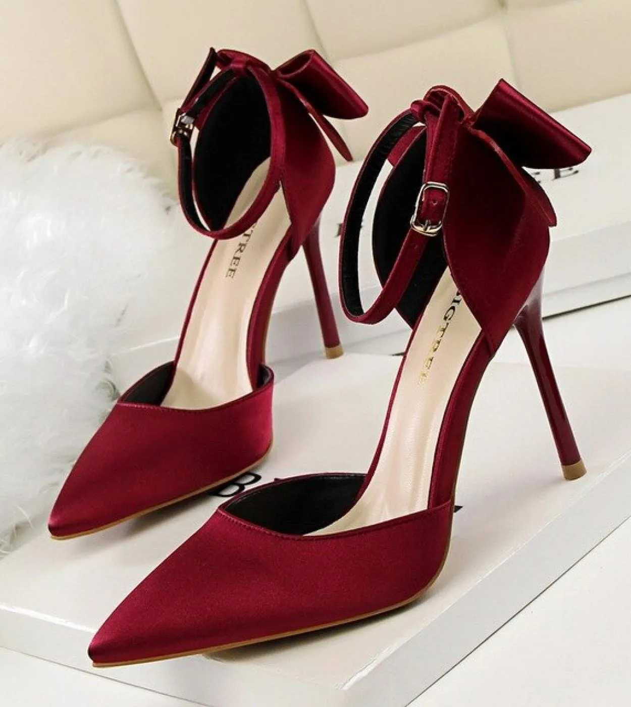 Bigtree Shoes Women Heels Bow Knot Silk Stiletto Woman Pumps Red High Heel Fetish Party Wedding Scarpe da sposa Lady Plus S