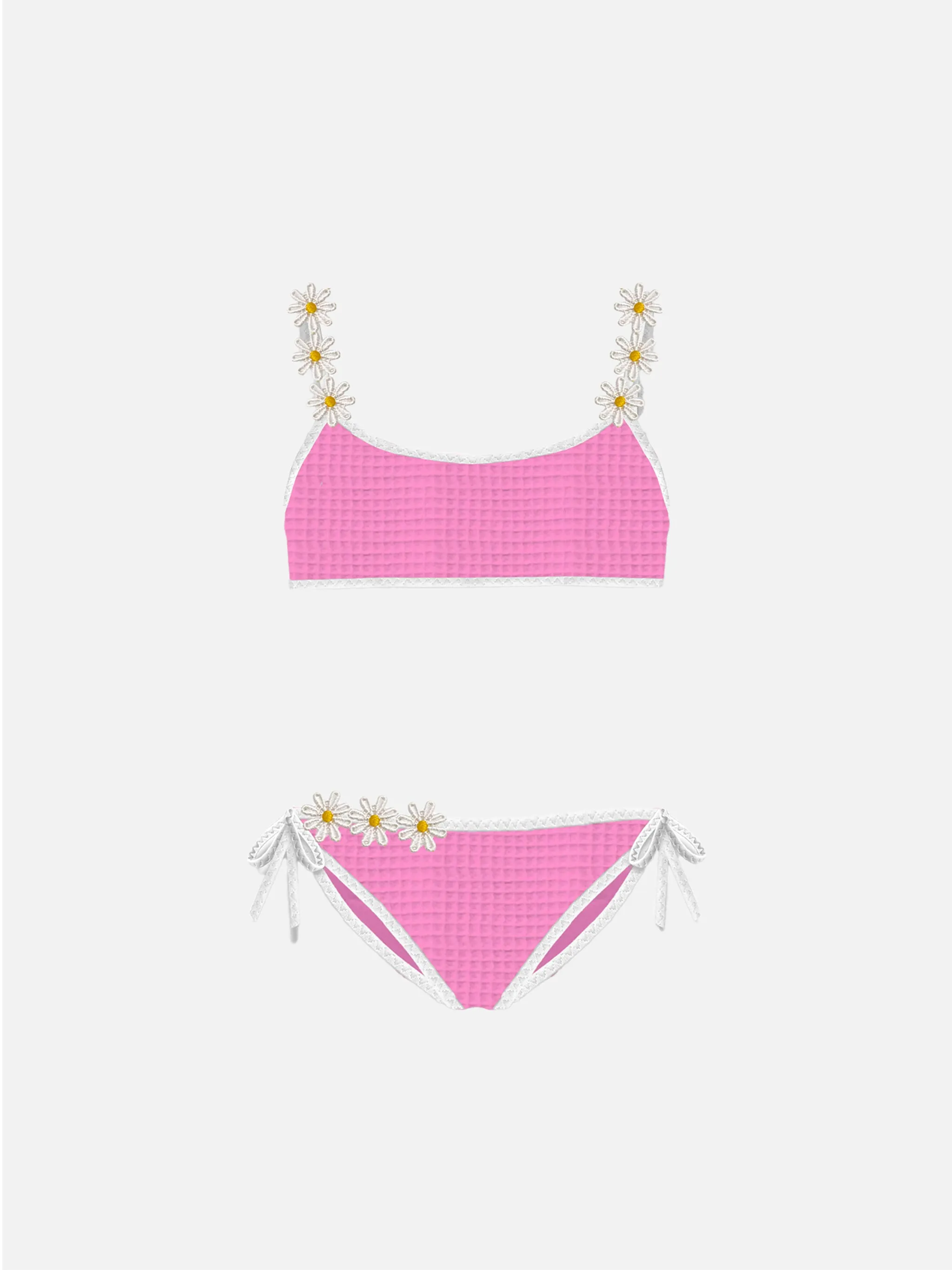 Bikini da bambina a bralette con ricamo