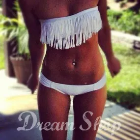 Bikini frange bianco