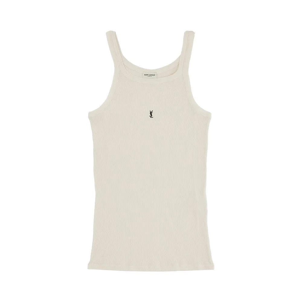 Canotta Monogram in jersey a costine
