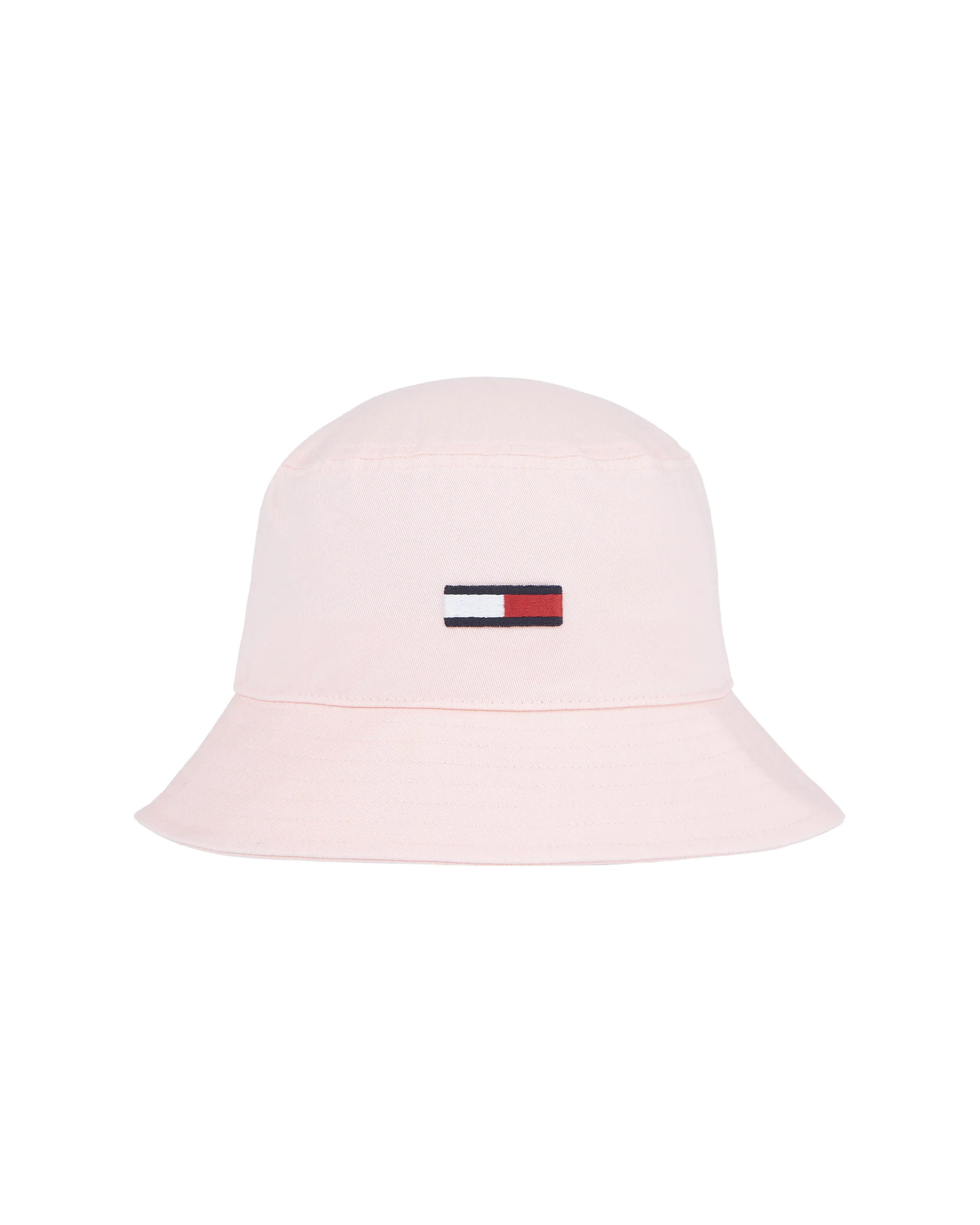 Cappello a pescatore in cotone rosa con bandiera logo ricamata