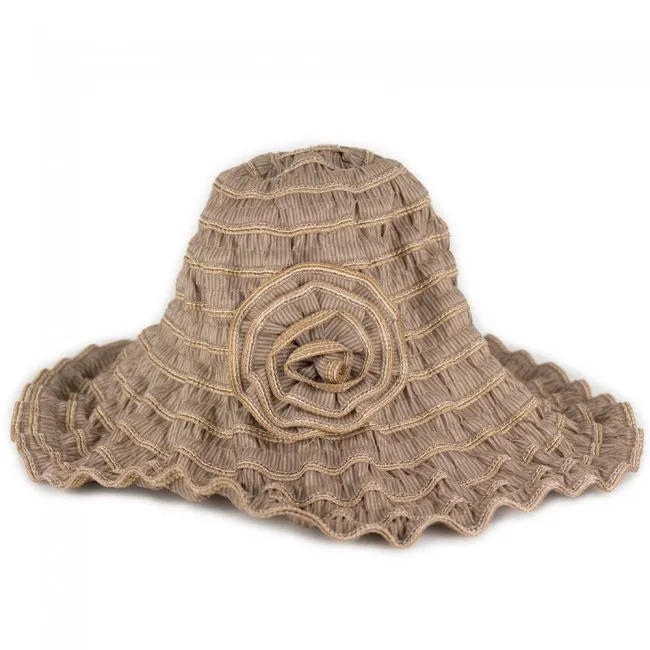 Cappello beige donna da mare donna pieghevole