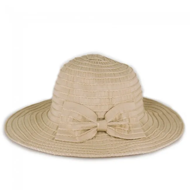 Cappello beige estivo femminile a tesa larga