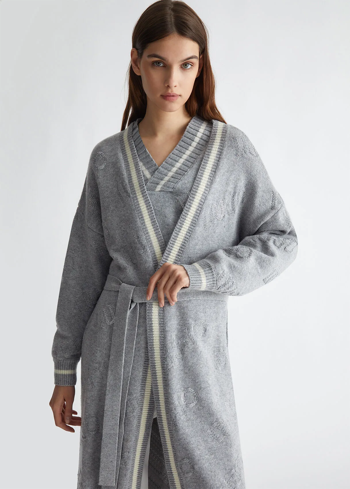 Cardigan lungo con cintura