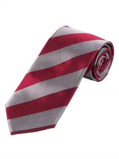 Cravatta classica a righe a blocchi di larghezza Argento Sherry Red