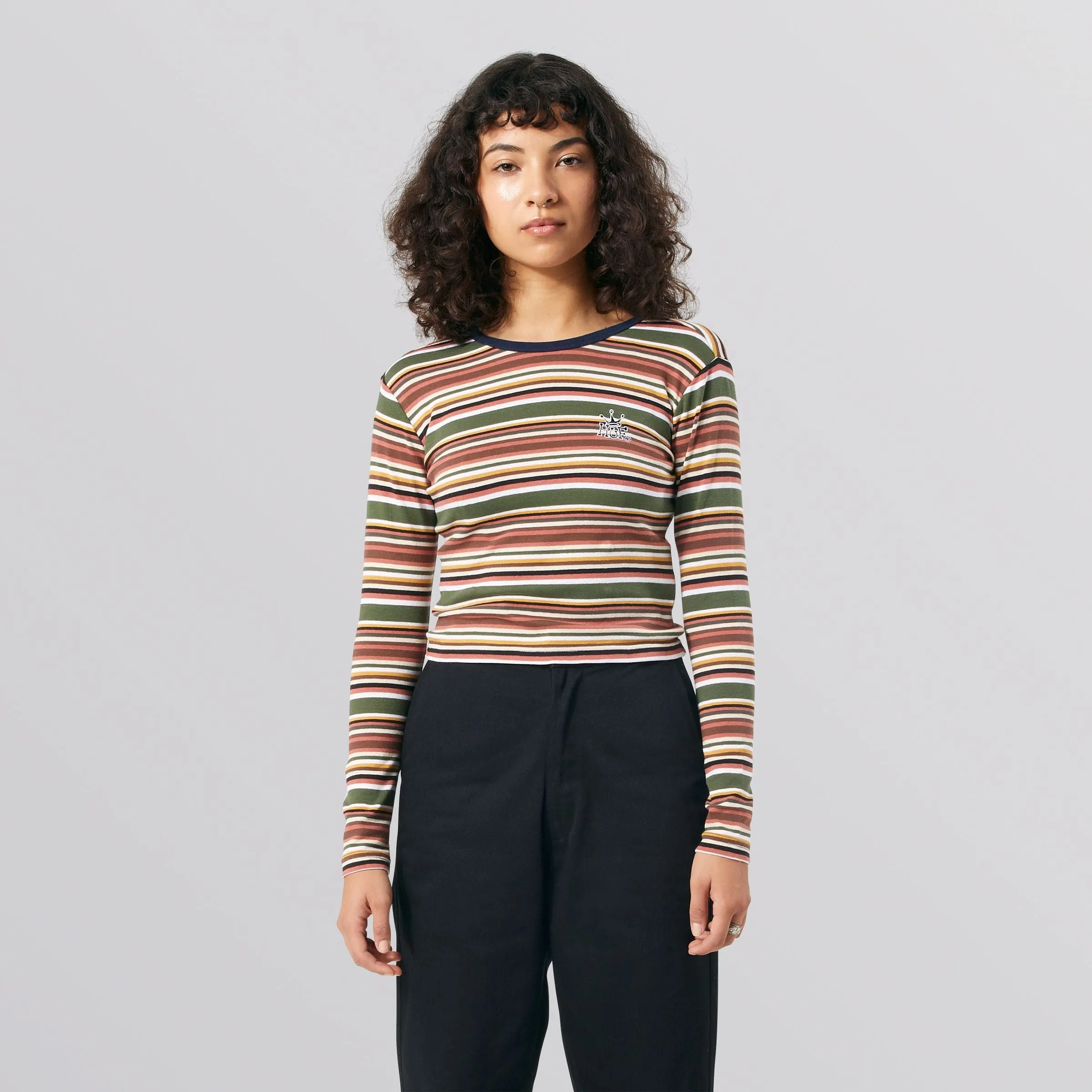 CROWN STRIPE JERSEY L/S TOP - BRICK