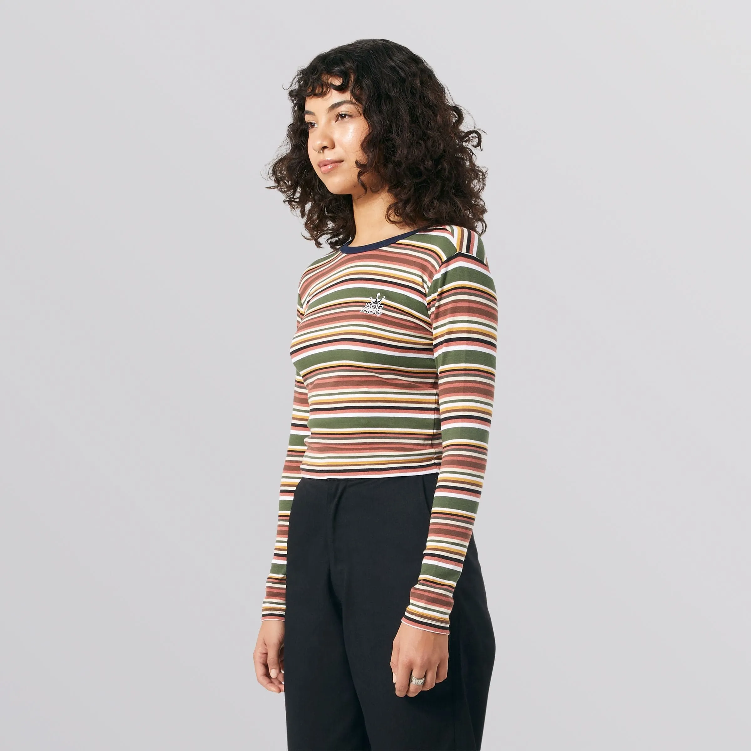 CROWN STRIPE JERSEY L/S TOP - BRICK