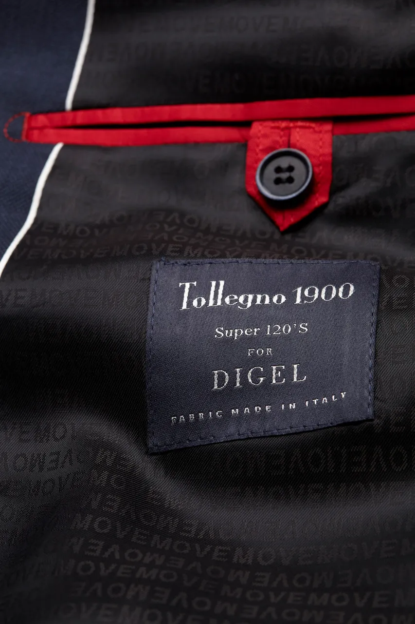 Digel drop four short slim fit dress in pure tollegno super 120's blue and grey wool