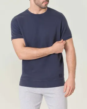 Felpa blu mezza manica in pima cotton peruviano