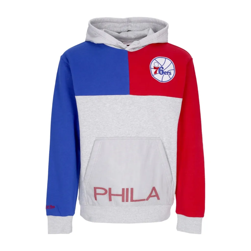 felpa cappuccio uomo nba tie breaker fleece hoodie phi76e GREY HEATHER/ROYAL