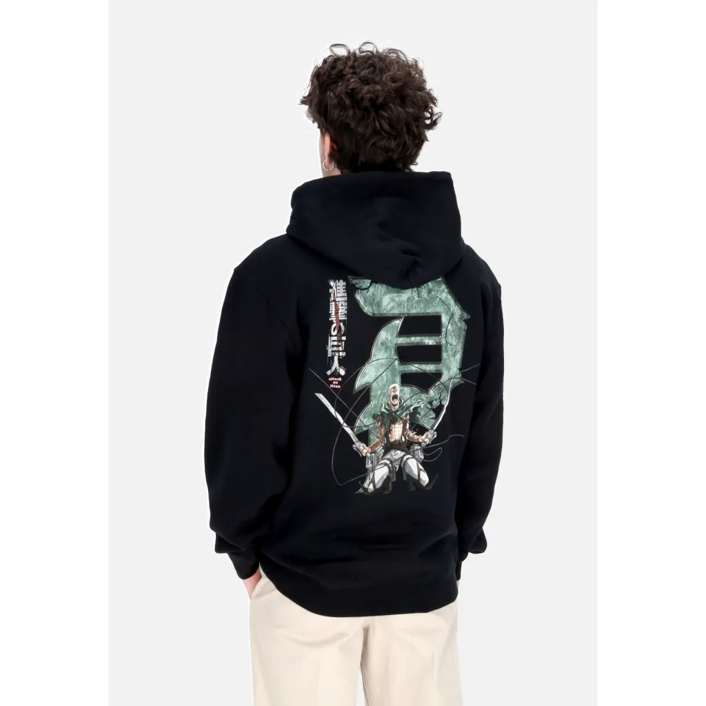 felpa cappuccio uomo reiner dirty p hoodie x attack on titan BLACK