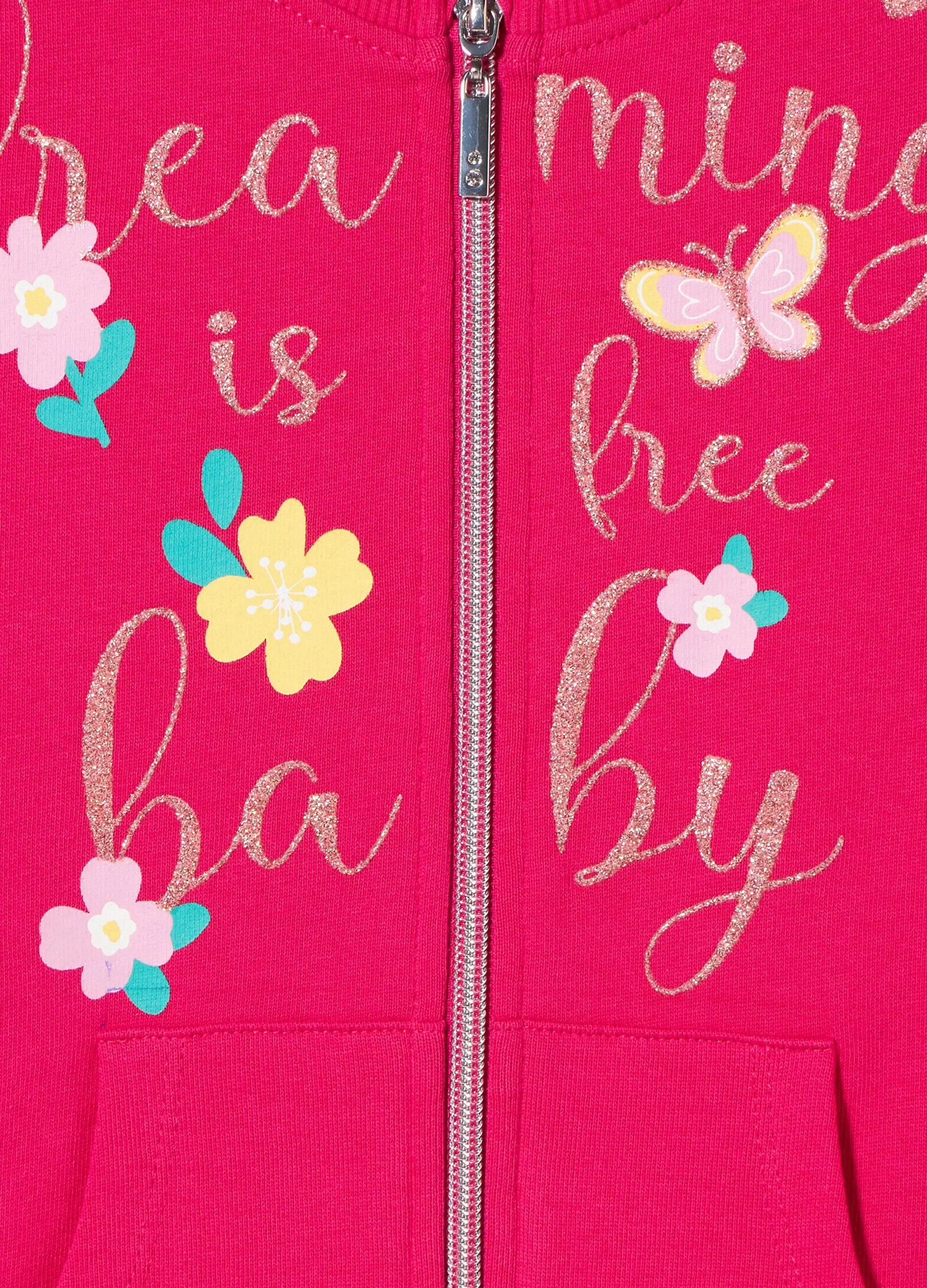 Felpa full zip in puro cotone bambina