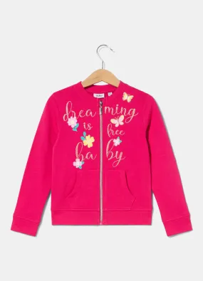 Felpa full zip in puro cotone bambina