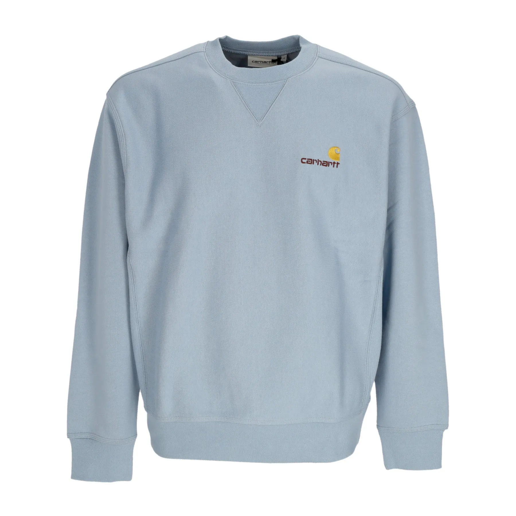 Felpa Girocollo Uomo American Script Sweatshirt Frosted Blue