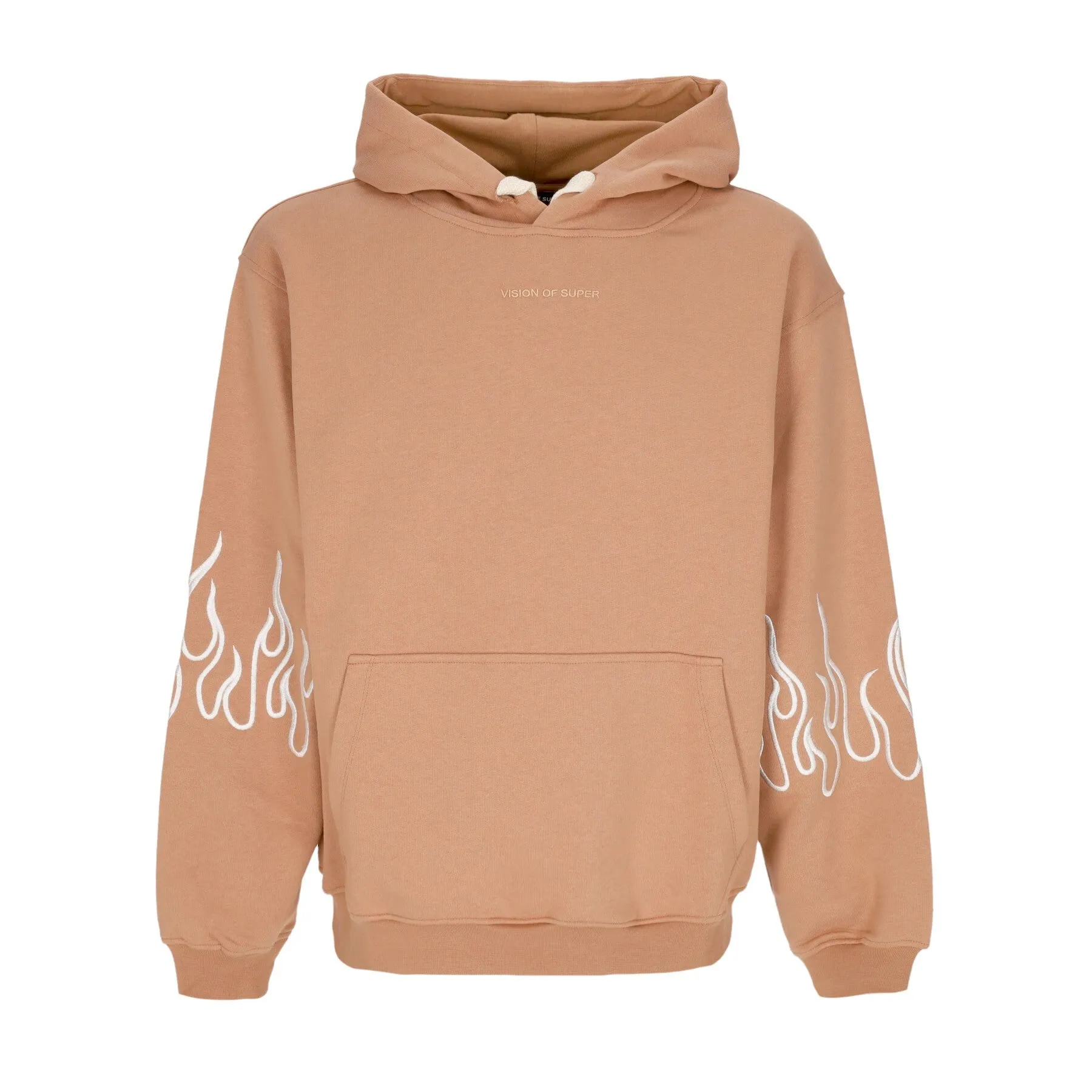 Felpa Leggera Cappuccio Uomo Embroidery Flame Hoodie Terracotta