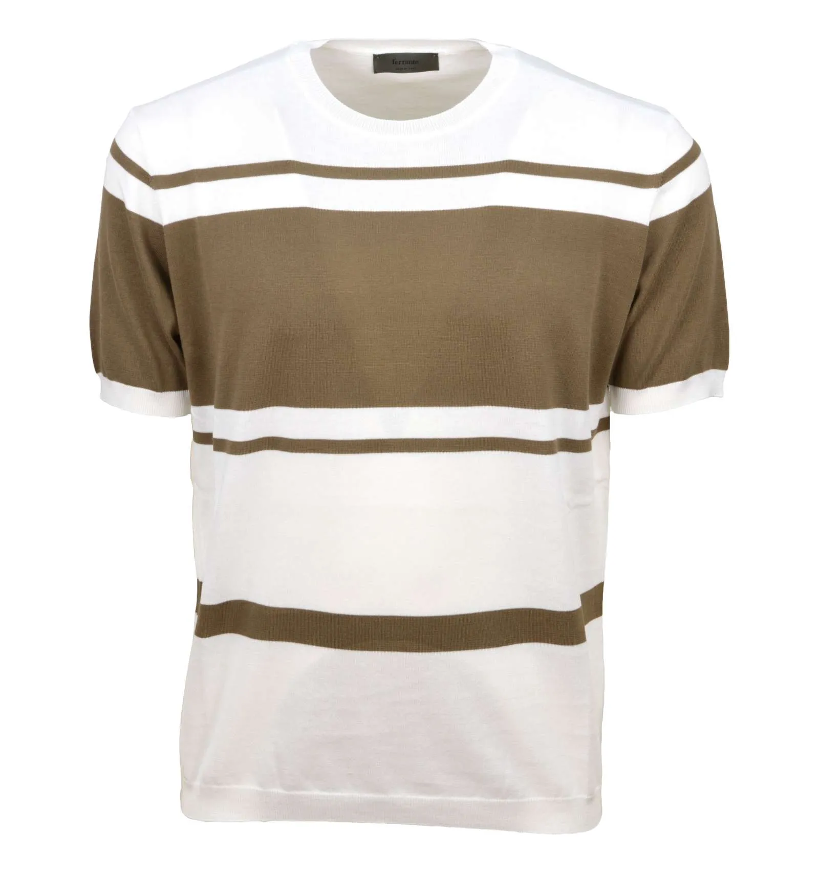 FERRANTE uomo maglia T-shirt tricot fascia marrone bianco 51U24116 241