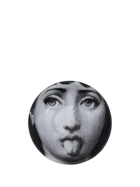 FORNASETTI BLACK PORCELAIN ROUND ASHTRAY TEMA E VARIAZIONI N.82