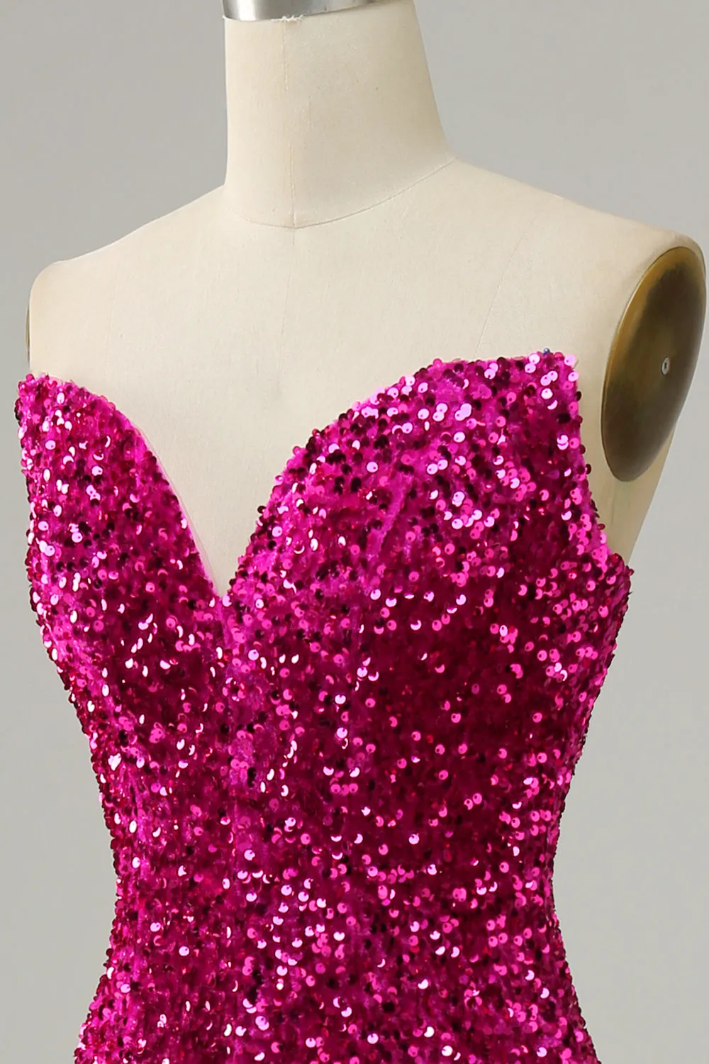 Fucsia Sweetheart Neck Abito da ballo a sirena con spazzatura