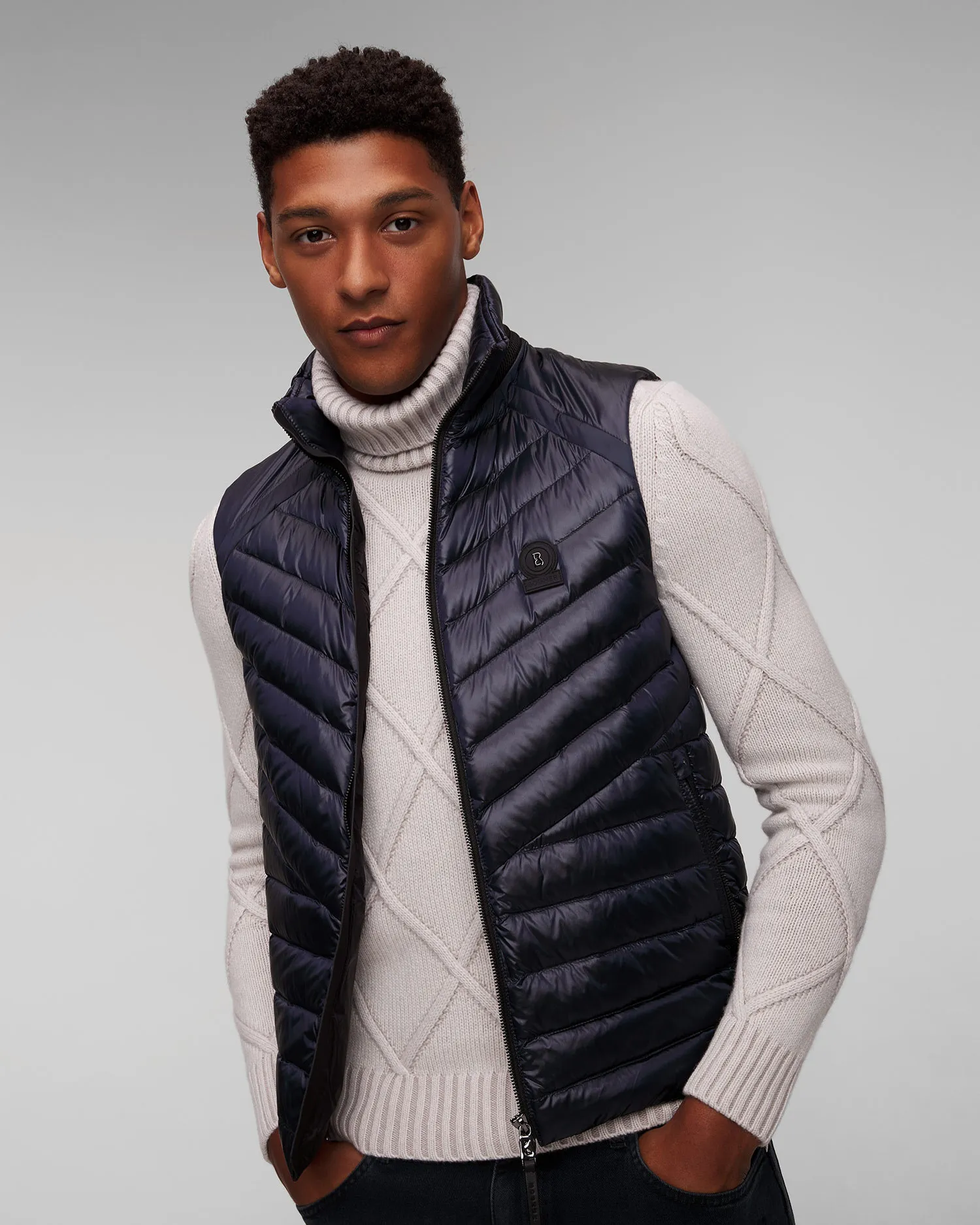 Gilet blu scuro con piumino da uomo BOGNER Lasse-D2 38486549-navy