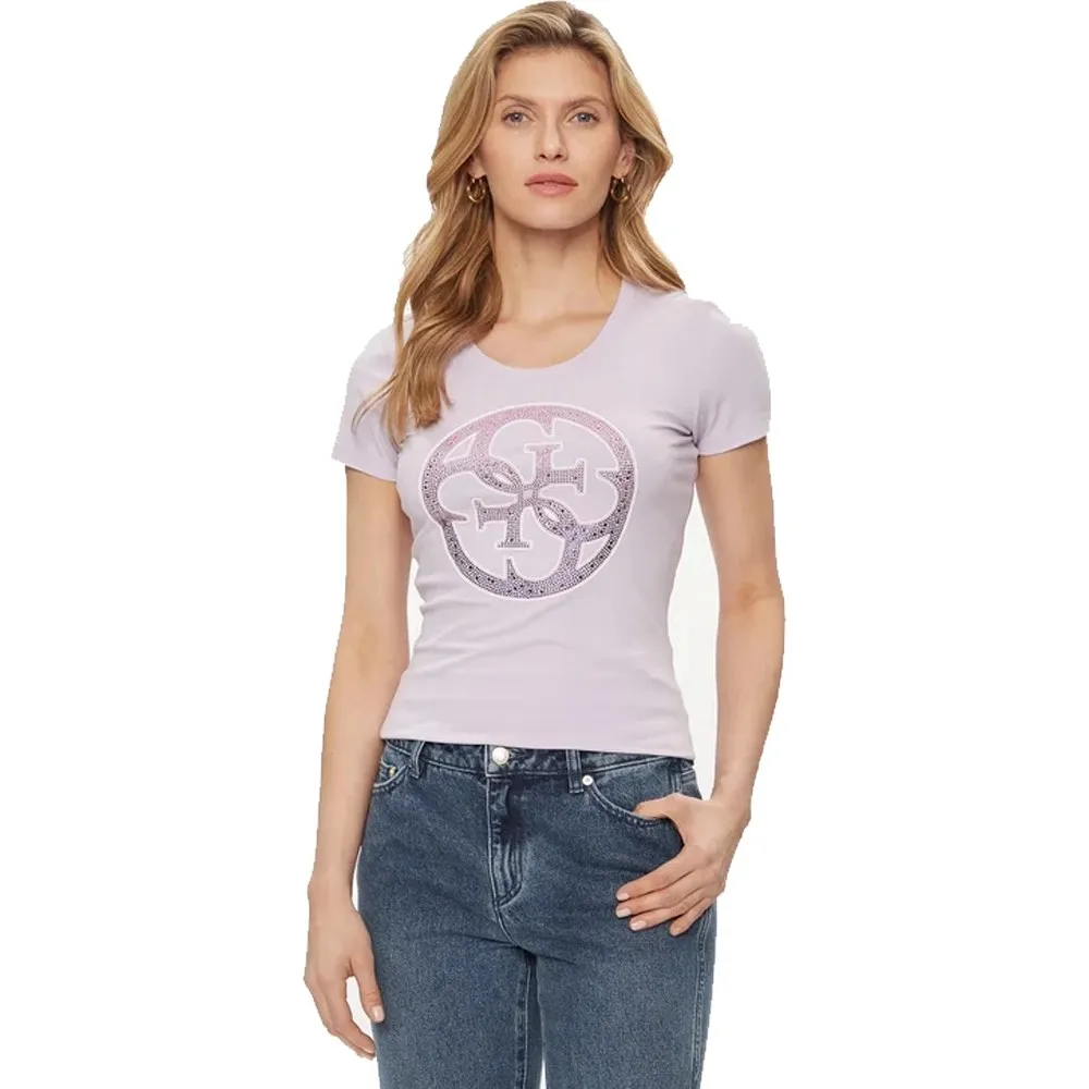 Guess T shirt donna 4G Logo W4GI29 J1314 G472 New Light Lilac