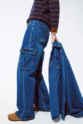 Jeans Cargo a gamba dritta con lavaggio medio