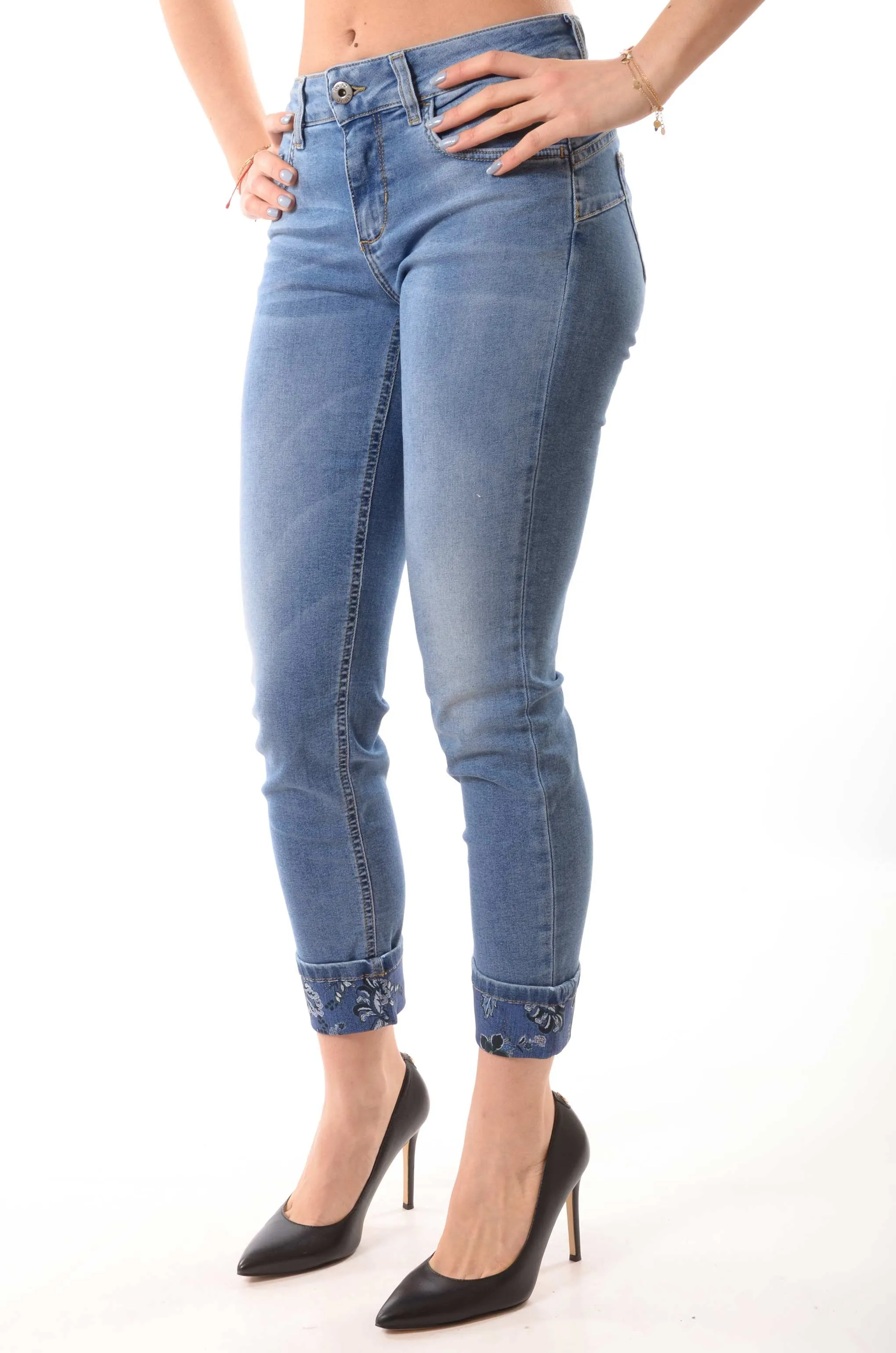 Jeans skinny ecosostenibile con risvolto liu jo