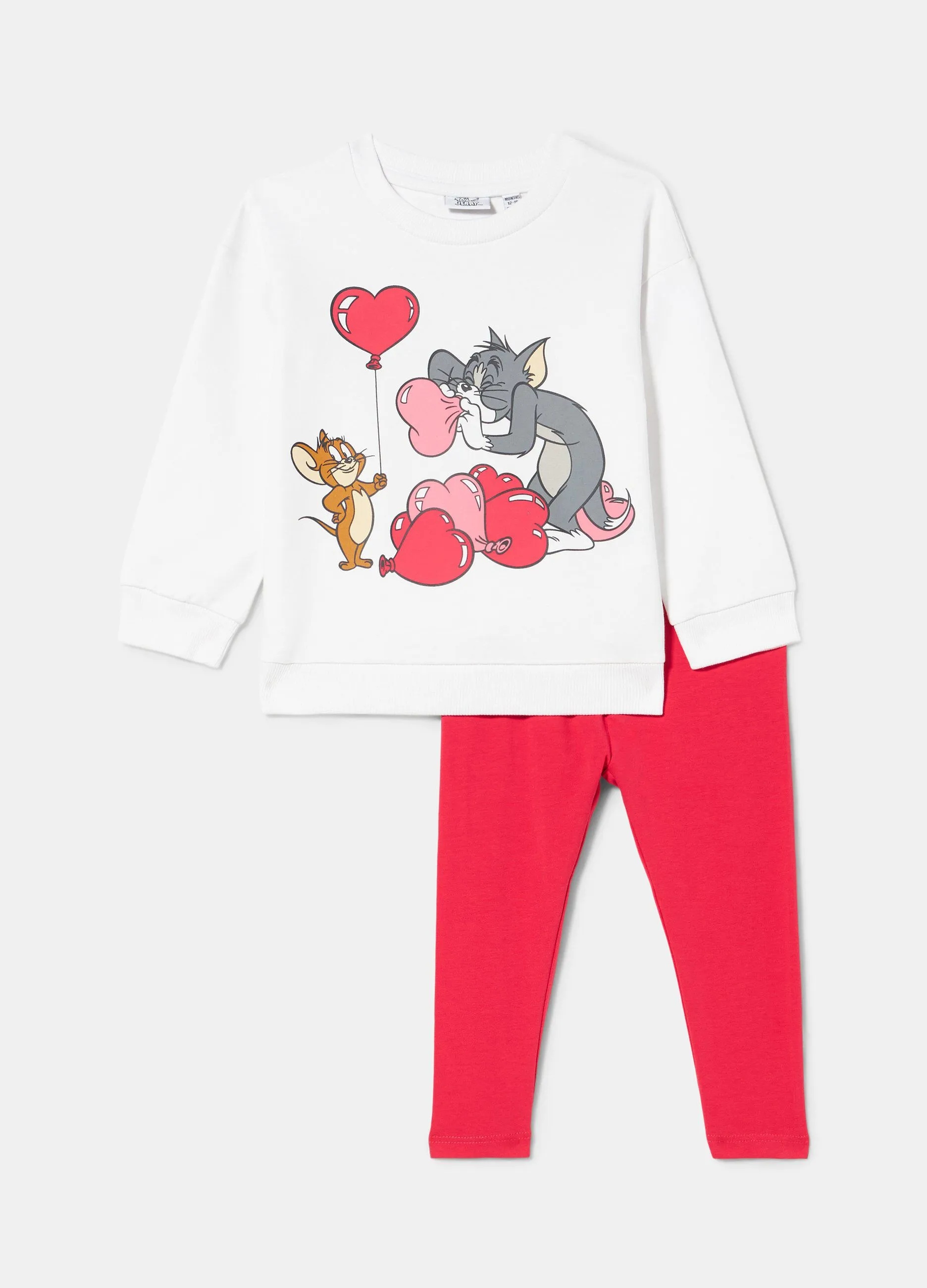 Jogging set Tom & Jerry in felpa di cotone neonata