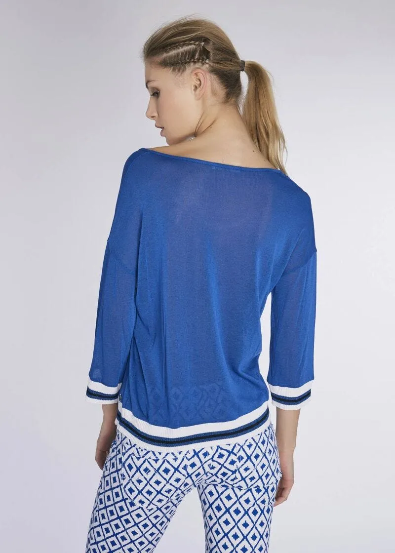 Maglia in viscosa con riga sporty