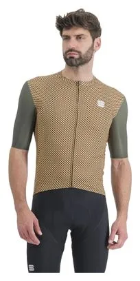 Maglia Sportful Checkmate a manica corta verde/beige