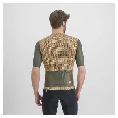 Maglia Sportful Checkmate a manica corta verde/beige