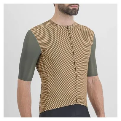 Maglia Sportful Checkmate a manica corta verde/beige