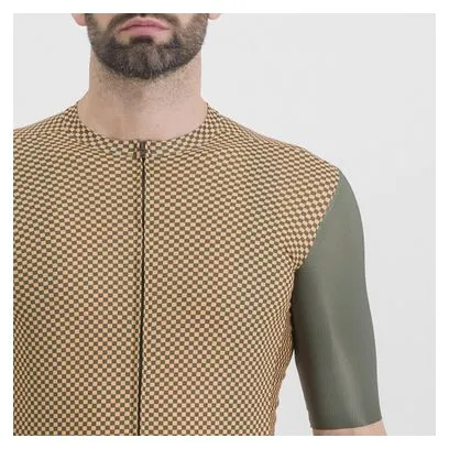 Maglia Sportful Checkmate a manica corta verde/beige