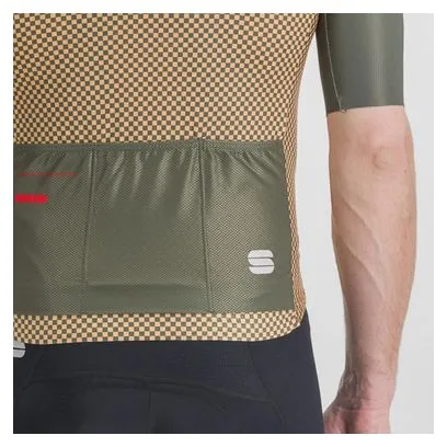 Maglia Sportful Checkmate a manica corta verde/beige