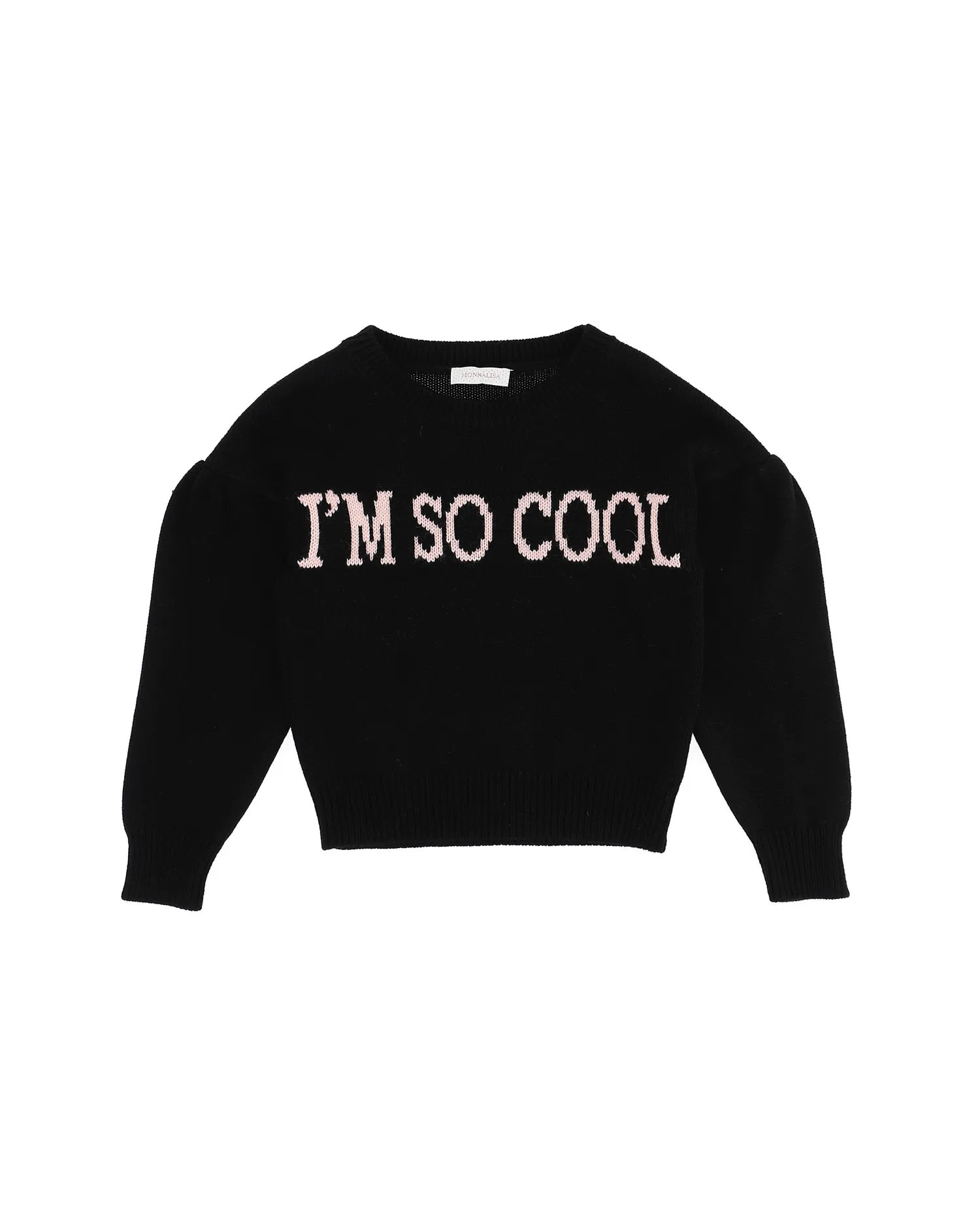 Maglioncino nero con maxi scritta jaquard rosa  i'm so cool 14 anni