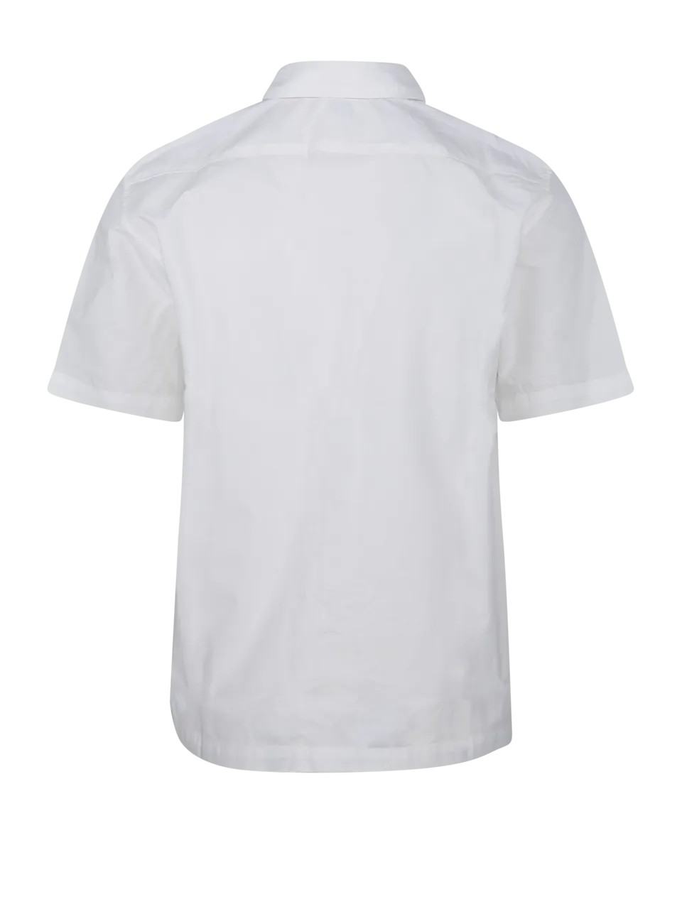 MEN CP COMPANY WHITE COTTON POPELINE LABEL STYLE LOGO SHIRT