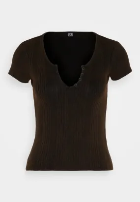 MILLIE BUTTON NOTCH NECK - T-shirt basic