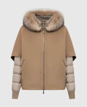 MooRER Piumino beige in pelliccia di volpe con gilet staccabile in lana e cashmere PEGASOCWR