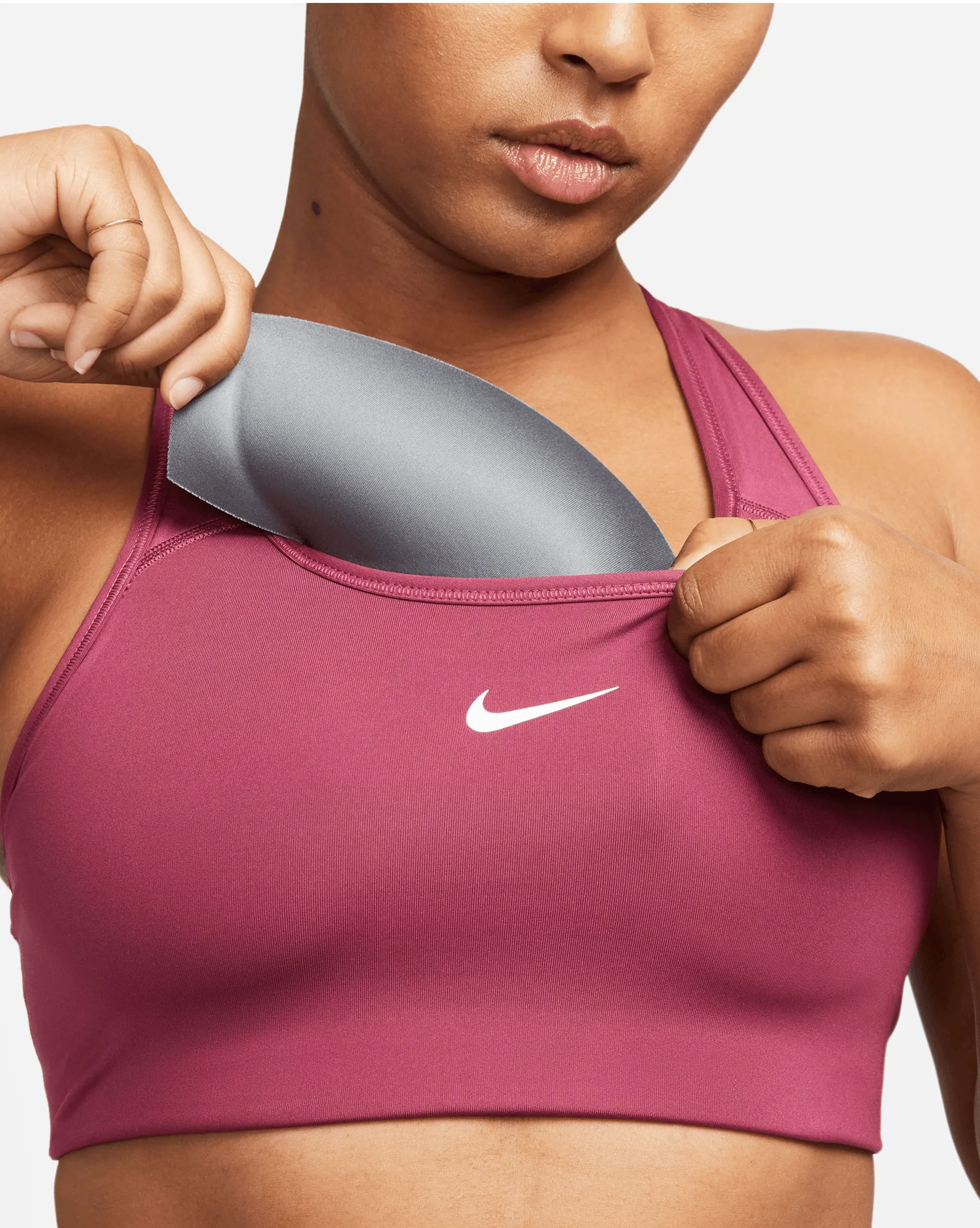 Nike Bra Dri-FIT Swoosh 1-Piece Pad Rosa Donna