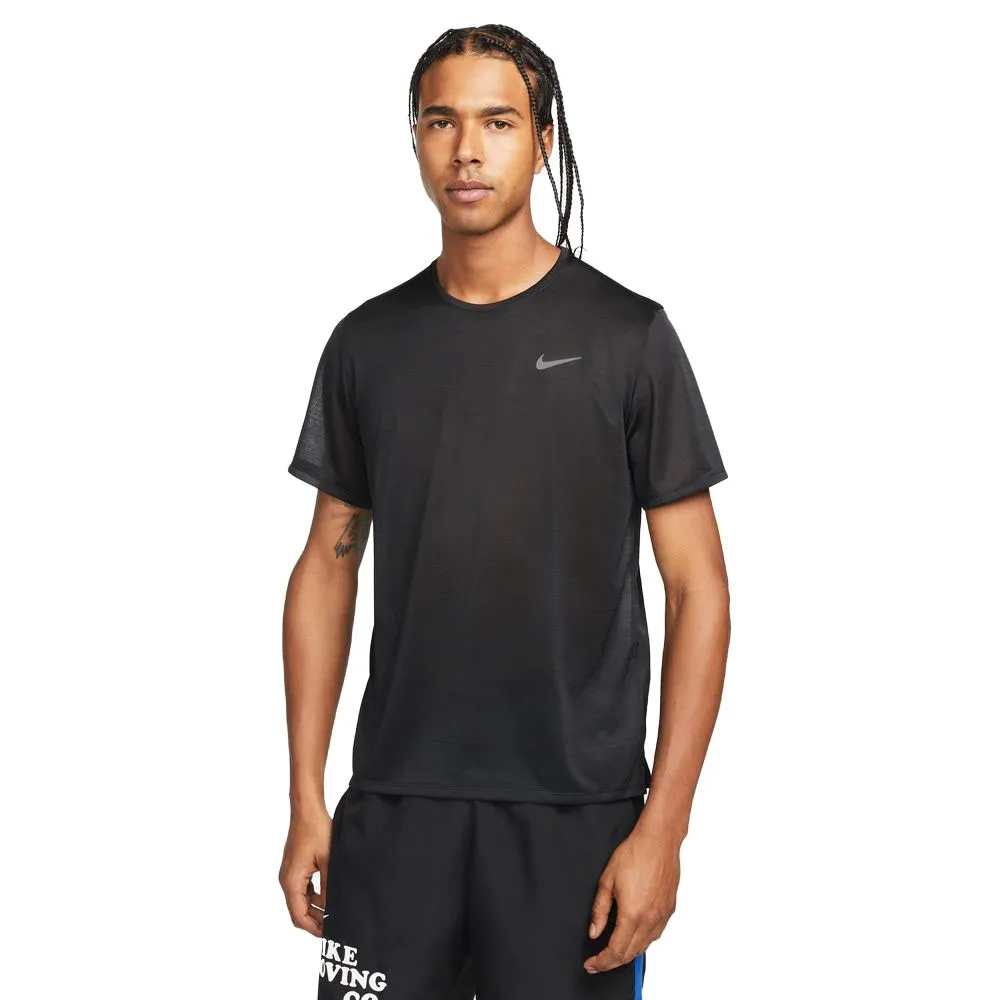 Nike Maglia Running Miler Breathe Nero Reflective Argento Uomo