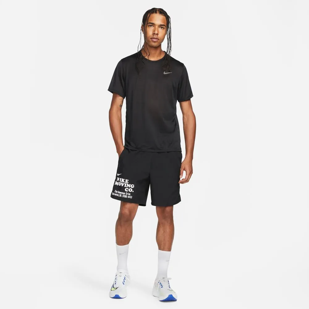 Nike Maglia Running Miler Breathe Nero Reflective Argento Uomo