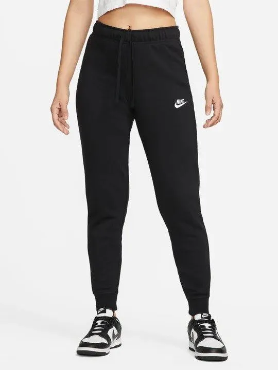 NIKE SPORTSWEAR CLUB FLEECE - Pantalone tuta nero slim fit con elastico in vita e lacci                                         