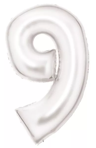 Palloncino foil numero 9 madreperla bianco 91 cm