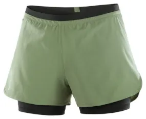 Pantaloncini Salomon Cross Green da donna 2 in 1