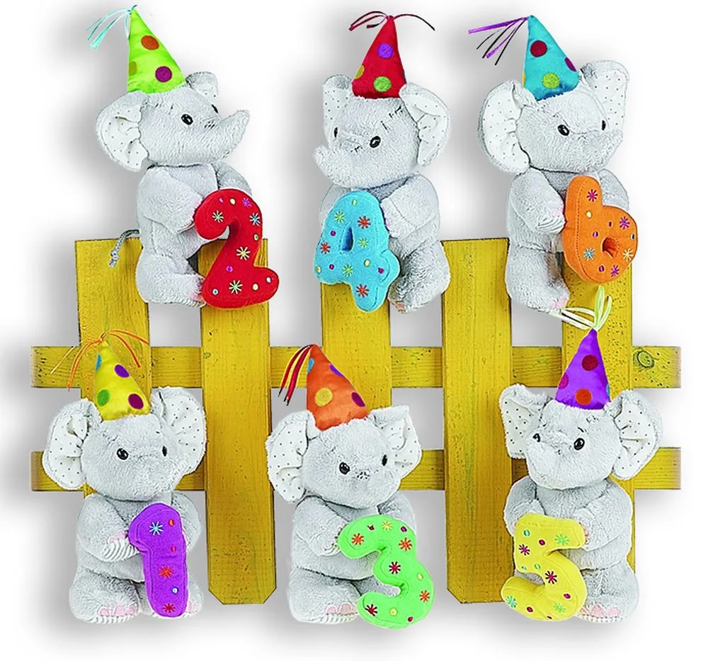 Peluche Elliot l'elefantino Con Numero 3 Verde - 25 Cm PS 07270